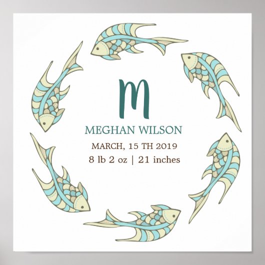 Ocean Pastel | Gepersonaliseerd Poster Baby geboor (Voorkant)