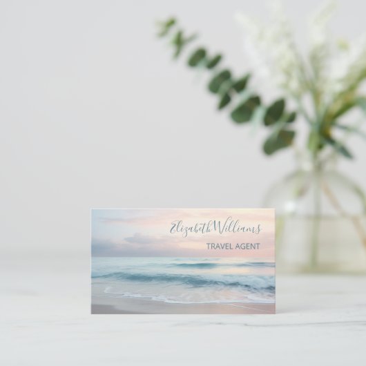 Ocean Pastel Kleuren | QR-code Visitekaartje (Staand voorkant)
