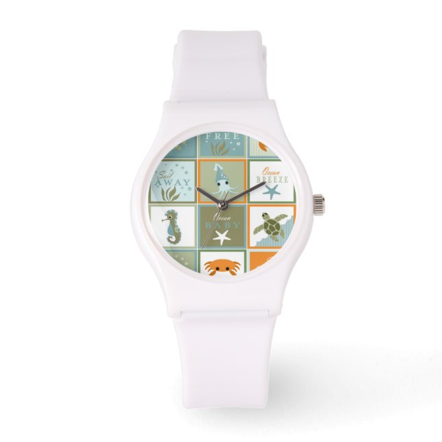 Ocean Patchwork Horloge (Voorkant)