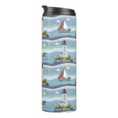 Ocean Pattern aangepaste monogram tumbler Thermosbeker (Geroteerd rechts)