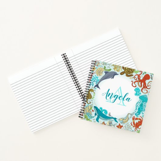 Ocean Personalized Notebook (Monogram Onderwater) Notitieboek (Binnen)
