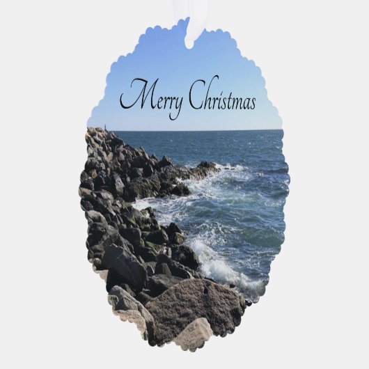 Ocean Photo Bedankt Klant Vrolijk Kerstfeest Ornament Kaart (Rechts)