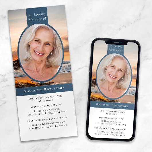 Océan Photo Funeral Invitation numérique