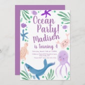 Océan Poisson Animaux de mer Invitation (Devant / Derrière)