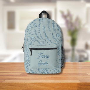 Ocean Print Rugzak – Handgetekende Golven & Koraal