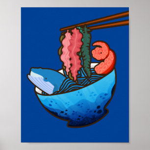 Ocean Ramen Tentacle Kelp Whale Food Natuur Poster