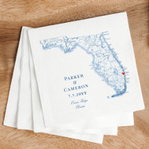 Ocean Ridge Florida Kaart Elegant Blauw Huwelijk 