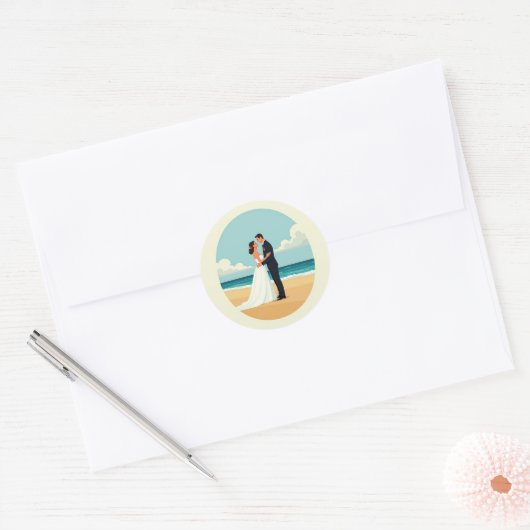 Ocean Romance Wedding Sticker (Envelop)