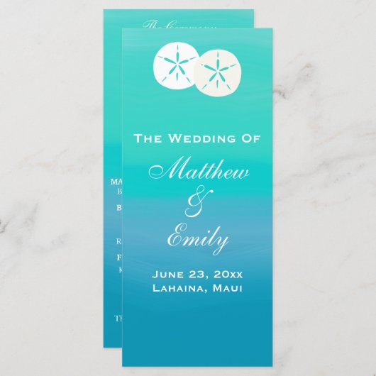 Ocean Sand Dollars Wedding Program Programma (Voorkant / Achterkant)