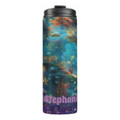 Ocean Scene met Paarse Glitter Thermosbeker (Voorkant)