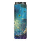 Ocean Scene met Paarse Glitter Thermosbeker (Achterkant)