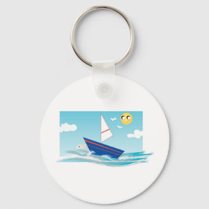 Ocean Scene met Sailboot Sleutelhanger