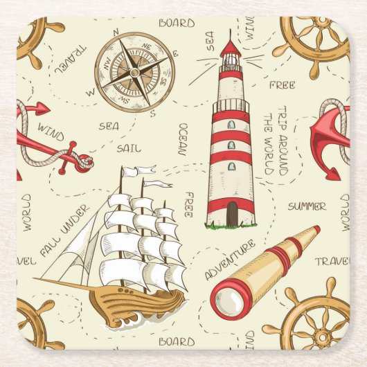 Ocean Scene Vierkante Kartonnen Onderzetter (Voorkant)