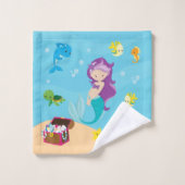 Ocean Sea Friends mignonne caricature sirène & tré (Gant de toilette)