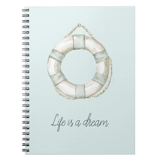Ocean Sea Mint White Round Floating Device Notitieboek (Voorkant)