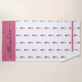 Ocean Seahorse Tropical preppy roze band handdoek (Voorkant)