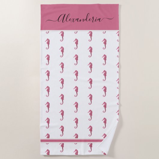 Ocean Seahorse Tropical preppy roze band handdoek (Voorkant)