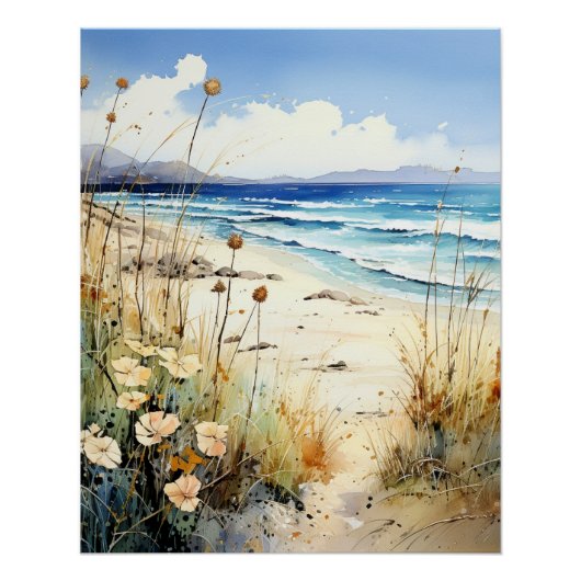 Ocean Seascape waterverf Perfect Poster (Voorkant)