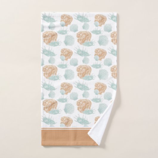 Ocean Seashell Pattern met naam Bad Handdoek (Handdoek)