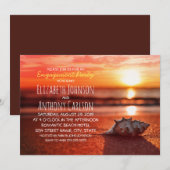 Ocean Seashell Sunset Beach Engagement Party Kaart (Voorkant / Achterkant)