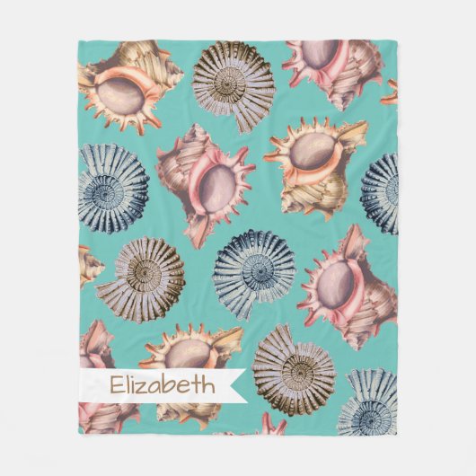 Ocean Seashells - Aangepaste naam Fleece Deken (Voorkant)