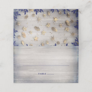 Ocean Seashells Gold en Navy Nautical