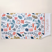 Ocean Seashells Starfish Beach Handdoek (Voorkant)