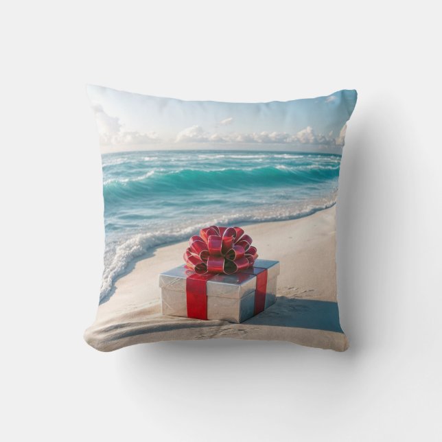 Ocean Seashore Kerstcadeau Kussen (Voorkant)
