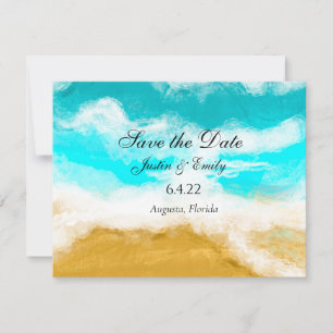 Ocean Seaside Turquoise Waves Save the Date Kaart