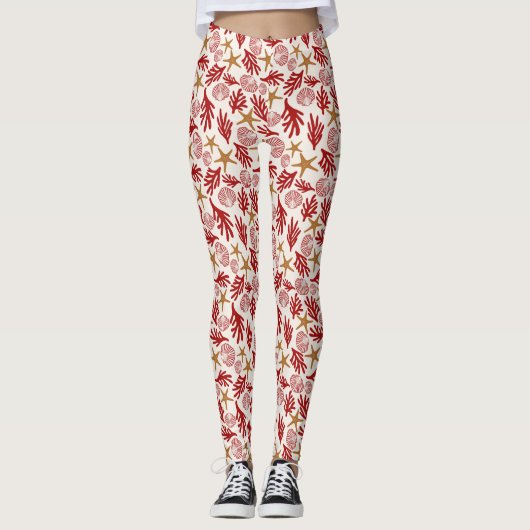 Ocean Shells & Starfish Pattern Leggings (Devant)