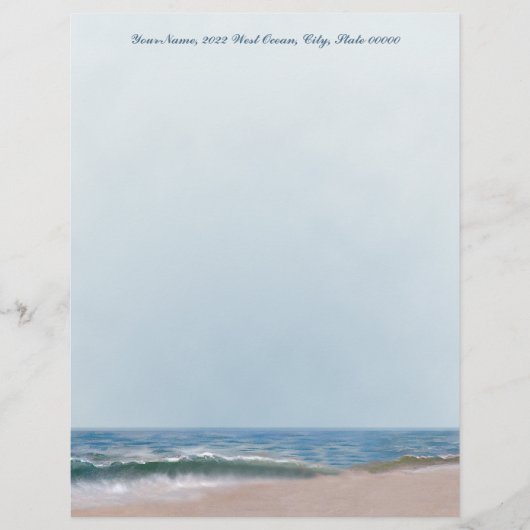 Ocean Shore Beach Letterhead Stationery (Voorkant)