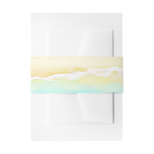 Ocean Shore Blauwgroen Water en Zand Bruiloft Uitnodigingen Wikkel (Voorkant Voorbeeld)