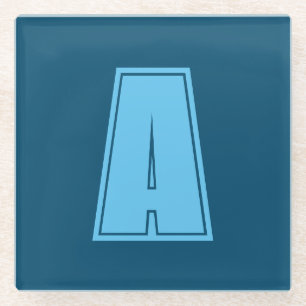 Ocean & Sky Blue Initiaal Monogram Kalligrafie Chi Glazen Onderzetter