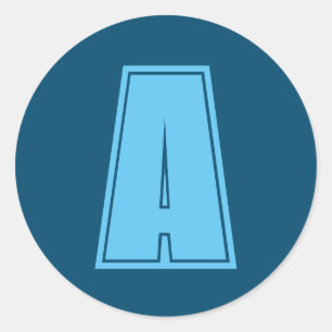 Ocean & Sky Blue Initiaal Monogram Kalligrafie Chi Ronde Sticker