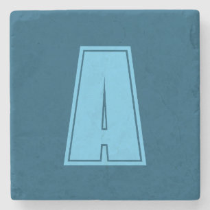 Ocean & Sky Blue Initiaal Monogram Kalligrafie Chi Stenen Onderzetter