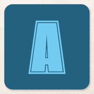 Ocean & Sky Blue Initiaal Monogram Kalligrafie Chi Vierkante Kartonnen Onderzetter