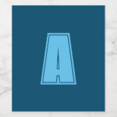 Ocean & Sky Blue Initiaal Monogram Kalligrafie Chi Wijn Etiket (Enkel label)