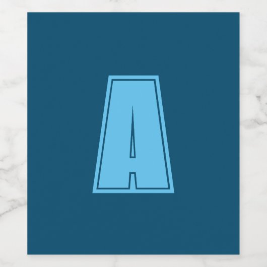 Ocean & Sky Blue Initiaal Monogram Kalligrafie Chi Wijn Etiket (Enkel label)