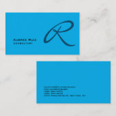 Ocean Sky Blue Modern Plain Monogram Professional Visitekaartje (Voorkant / Achterkant)