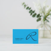 Ocean Sky Blue Modern Plain Monogram Professional Visitekaartje (Staand voorkant)