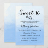 Ocean Sky Blue Ombre Pastel Sweet 16 Invitation (Devant / Derrière)