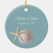 Ocean Sky Blue Zeester Foto Keramisch Ornament (Achterkant)