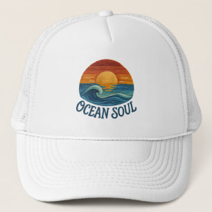 Ocean Soul, Sunset Wave geborduurd Trucker Pet