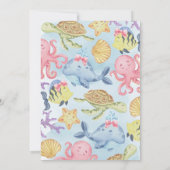 Océan sous la mer Baby shower fille Invitation (Dos)