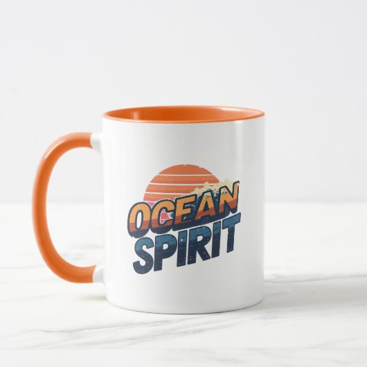 "Ocean Spirit" Retro Summer Graphic Mok (Links)