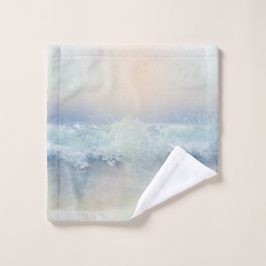 Ocean Splash in a Misty Golden Sunset Bad Handdoek (Wasdoekje)