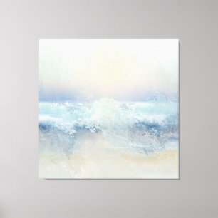 Ocean Splash in a Misty Golden Sunset Canvas Afdruk