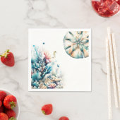 Ocean Splash Zee Koraal Aquarel Bruiloft Servet (Insitu)