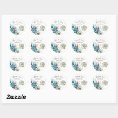Ocean Splash Zee Koraal Waterverf Bruiloft Ronde Sticker (Vel)