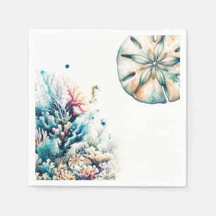 Ocean Splash Zee Koraal Waterverf Bruiloft Servet
